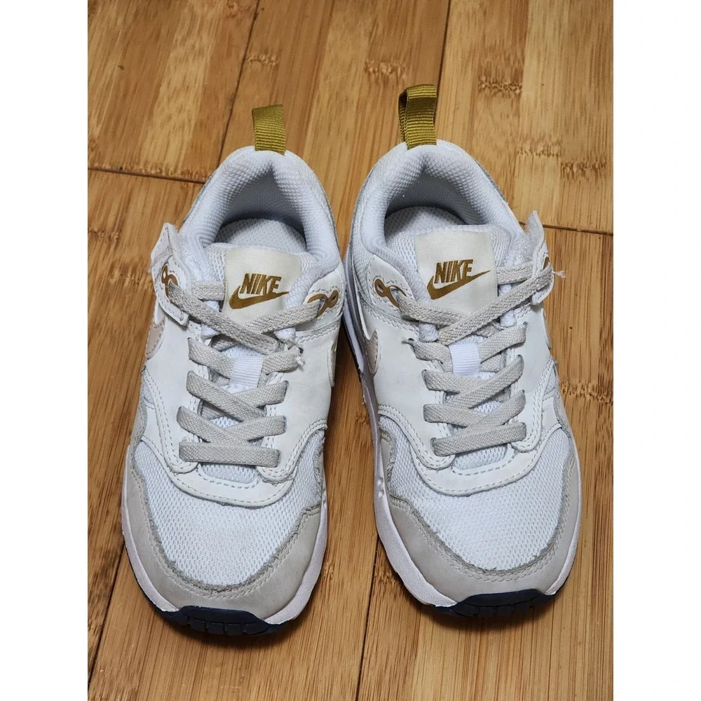 Nike Air Max 1 Easyon Shoes Kids 10C Sneakers Beige Orewood Brown DZ3308-103